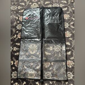 KISSED BY GLITTER Black Fabric & Clear Plastic Garment Bag with Zipper